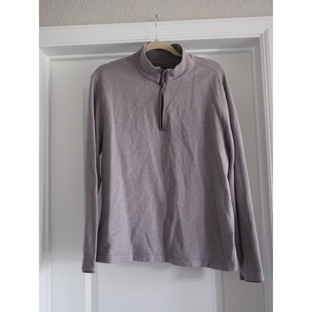Banana Republic Quarter Zip Urban Grey Cotton Pullover Preppy L Good Minimalist